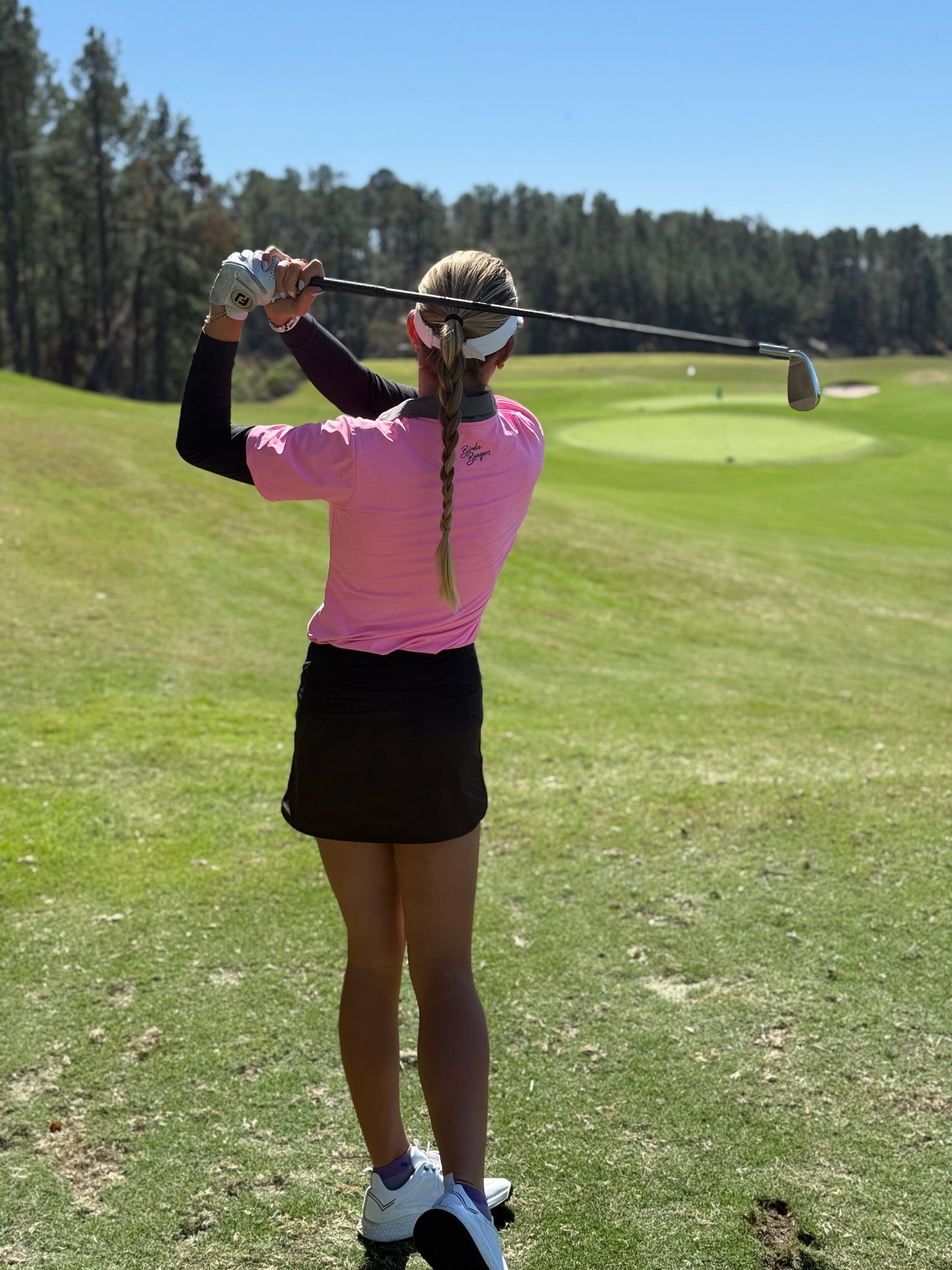 Women's Pink and Black Polo