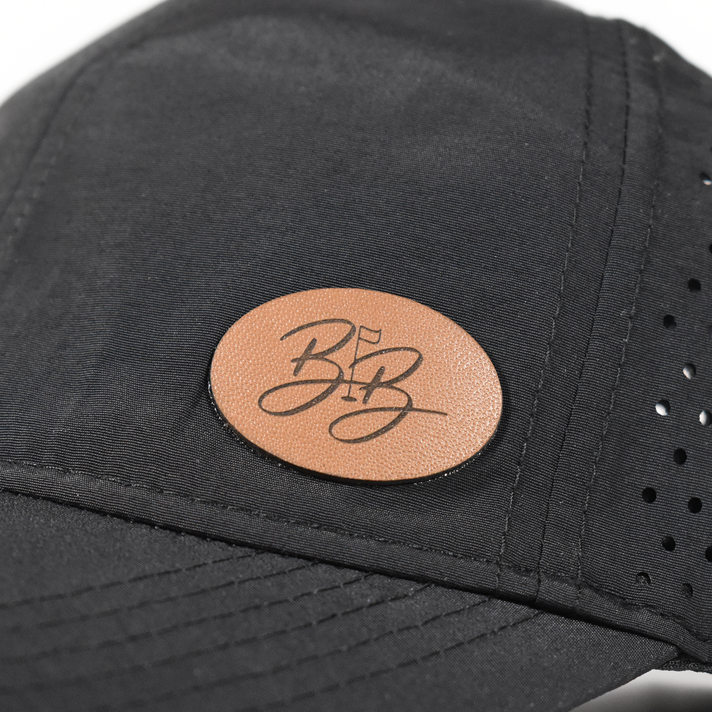 Black Leather Patch Athletic Hat