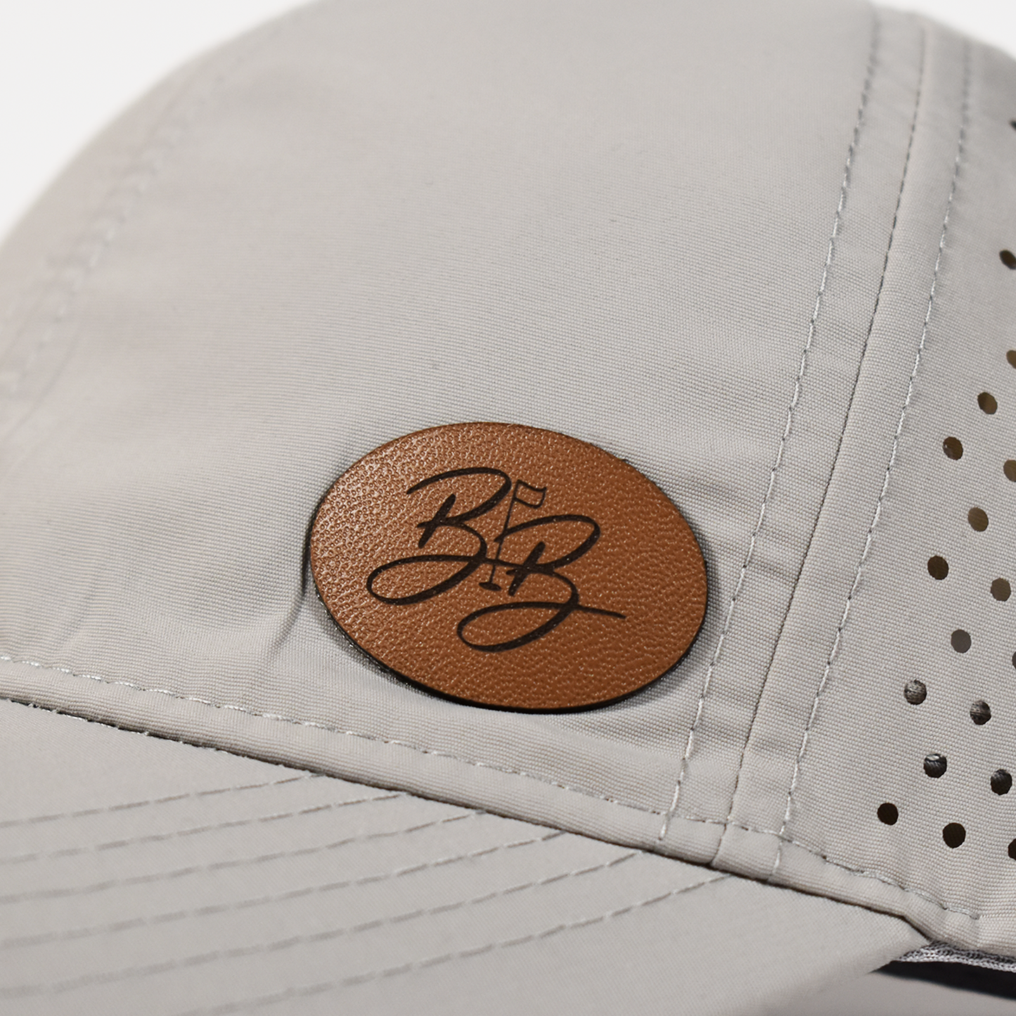 Gray Leather Patch Athletic Hat
