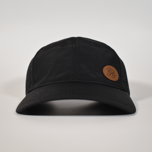 Black Leather Patch Athletic Hat