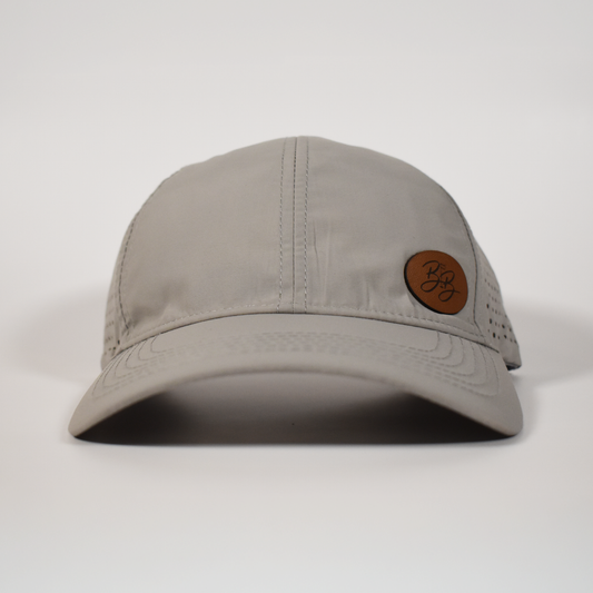 Gray Leather Patch Athletic Hat